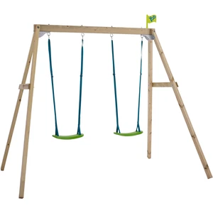 Comparateur de prix : Tp Toys Portique 2 Balançoires Forest Bois H200cm Marron - Bleu - Gris - Vert