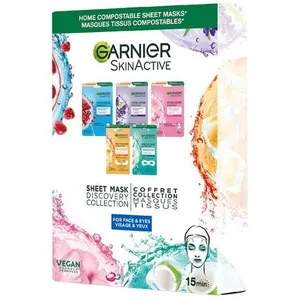 Garnier Coffret masques en tissu - Visage & yeux - 5 unités pas cher