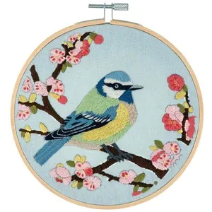 Kit de Broderie Bird Blossom avec Cercle en Bois de 15cm - Trimits Idé...