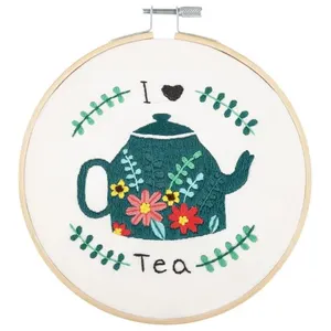 Kit de Broderie I LOVE TEA avec Cercle en Bois de 15 cm - Trimits(...)...