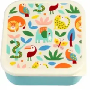 Rex London Lot de 3 boîtes à goûter réutilisables sans BPA pour enfants - Motif au choix (Wild Wonders)