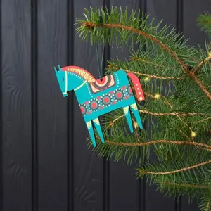 Décoration de noël cheval en bois Rex London 8,8x0,4x18 cm pas cher