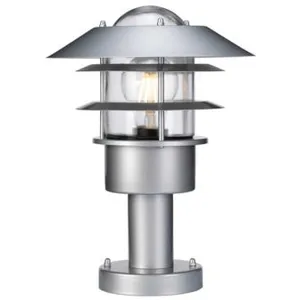 Helsingor - Lanterne sur piédestal d'extérieur à 1 lumière, argent, 304 Ss IP44, E27 - Elstead