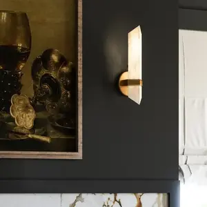 Applique MuraleAlbâtre, AcierLaiton Vintage pas cher