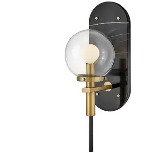 Applique Murale Acier, Verre transparent Noir avec laiton