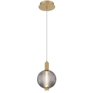 Mini Suspension Acier, Verre Fumé Or Brossé