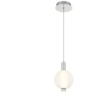 Mini Suspension Acier, Verre Blanc Dépoli Nickel Poli pas cher
