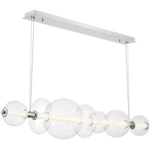Suspension Aluminium, Acier, Verre transparent, Chrome Poli