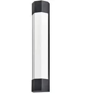 Applique Murale Acier,Verre opale gravé Noir Mat