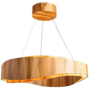 Elstead Lighting Suspension Anneau LED Medium Placage de bois naturel, acrylique