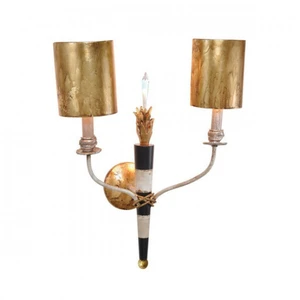 Flambeau - Applique murale d'intérieur à 2 ampoules, noir, or avec abat-jour, E14 - Elstead pas cher