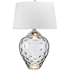 Comparateur de prix : ELSTEAD Quintiesse Lampe de table Samara, Ø 51 cm, gris, tissu, verre, à 2 lampes