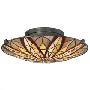 Comparateur de prix : QUOIZEL Victory Tiffany Semi-Flush, Valiant Bronze, E27 - Elstead