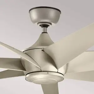 KICHLER Ventilateur de plafond Lehr2, IP44, argent antique, Ø 137 cm