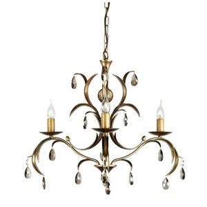 Elstead Lighting Lustre à 3 lumières, motif de feuilles florales en bronze métalliqueVendu paramazon