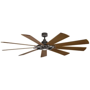KICHLER Ventilateur de plafond LED Gentry 85 noyer foncé/blanc