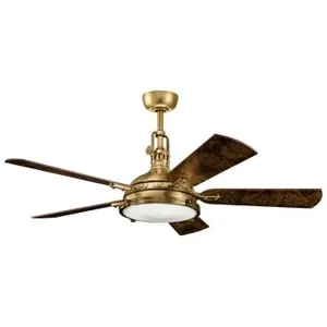 KICHLER Ventilateur de plafond LED Hatteras Bay 56, laiton antique pas cher