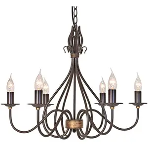 Windermere - Lustre à 6 ampoules rouille, finition dorée, E14 - ElsteadVendu parluminaire