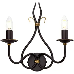 Comparateur de prix : Windermere - Applique murale d'intérieur à 2 ampoules, or, rouille, E14 - Elstead