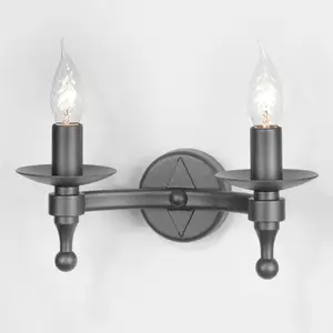Comparateur de prix : Warwick - Applique murale d'intérieur à 2 ampoules à 2 ampoules, noir graphite, E14 - Elstead