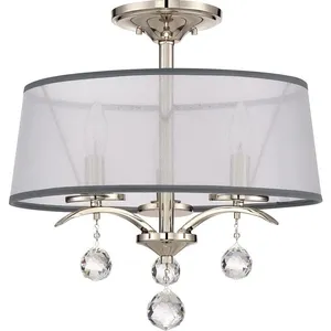 Whitney - Semi-plafonnier / suspension à 3 ampoules - Fini argent impérial, E14 - ElsteadVendu parluminaire