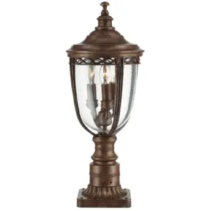 Comparateur de prix : FEISS Lampe sur pied extérieur english acier,verre pressé bronze britannique