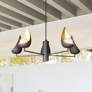 Quintiesse Lustre Ren à 6 lampes, noir/doréVendu parluminaire