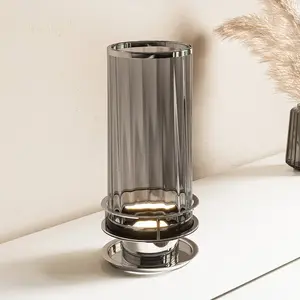 Quintiesse Lampe de table Arno, verre fumé/nickel poli pas cher