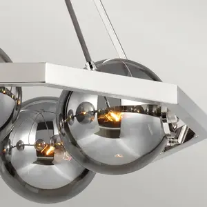 FEISS Suspension Harper abat-jour en verre fumé 5 lampes pas cher