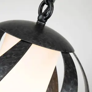 Elstead quoizel blacksmith plafonnier suspendu sphérique noir ancien, ip44Vendu parluminaire