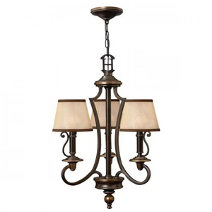 HINKLEY Suspension plymouth, bronze vieilli, 3 ampoules, avec abat-jour
