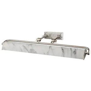 Elstead Applique murale Winchfield, largeur 70 cm, blanc marbré/nickelé pas cher