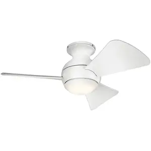 KICHLER Ventilateur de plafond LED Sola, IP23 blanc mat