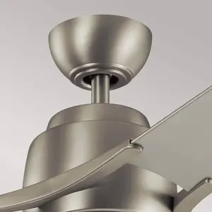 KICHLER Ventilateur de plafond LED Zeus à trois pales, nickel brossé