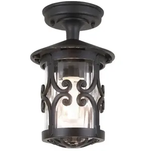 Comparateur de prix : Hereford - Lanterne de plafond extérieure à 1 ampoule noire, E27 - Elstead