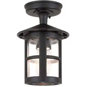 Comparateur de prix : Hereford - Lanterne encastrée extérieure à 1 ampoule noire IP43, E27 - Elstead