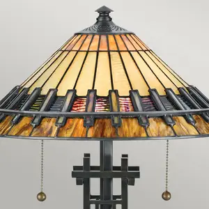 Comparateur de prix : QUOIZEL Lampe - Chastain - Vintage - Bronze - Verre Tiffany - 1 ampoule