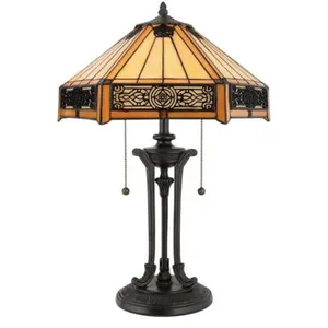 Comparateur de prix : QUOIZEL Elstead - Indus - Lampe de Table Tiffany à 2 Lumières, Bronze Vintage, E27