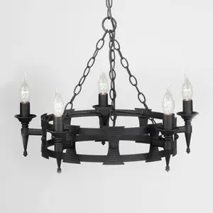 Elstead Saxon - Lustre à 5 ampoules au fini noir, E14Vendu parluminaire