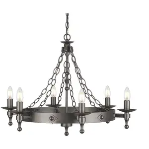 Warwick - Lustre à 6 ampoules au fini noir graphite, E14 - ElsteadVendu parluminaire