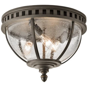 Comparateur de prix : KICHLER Halleron - Plafonnier extérieur à 3 ampoules, gris clair IP44, E14 - Elstead