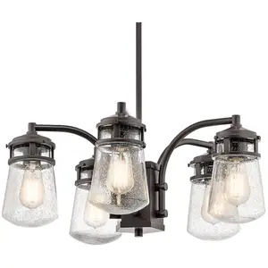 KICHLER Lyndon - Lustre extérieur à 5 ampoules suspendu, bronze IP44, E27 - ElsteadVendu parluminaire
