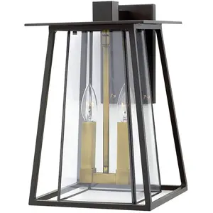Comparateur de prix : HINKLEY Walker - Grande lanterne murale extérieure à 2 ampoules au fini bronze IP44, E14 - Elstead
