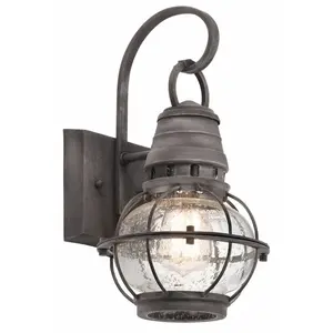 KICHLER Bridge Point - Petite lanterne murale extérieure à 1 ampoule en zinc IP44, E27 - ElsteadVendu parluminaire