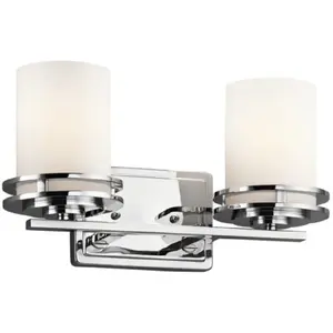 Comparateur de prix : KICHLER Applique LED Hendrik IP44 chromée/verre, 2 lampes