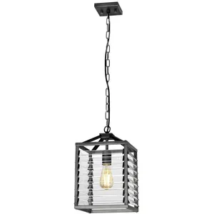 Comparateur de prix : ELSTEAD Lampe suspendue Louvre E27 40W Steel, verre Industriel, peint B: 25 cm Ø25 cm Hauteur dimmable réglable