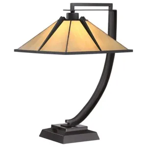QUOIZEL Lampe à poser Pomeroy, hauteur 55 cm, bronze, verre, acier pas cher