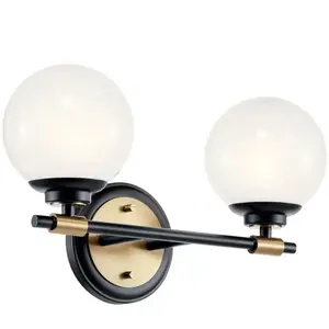 Comparateur de prix : Benno Applique de salle de Bain Verre Opale et Champagne et Noir
