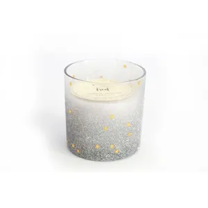 Comparateur de prix : Bougie de noël en pot en verre argenté avec étoiles dorées