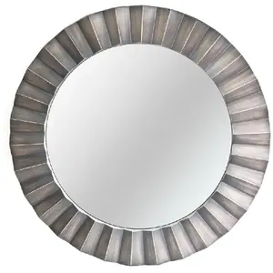 Comparateur de prix : Heart of the home - Miroir rond en métal design Flora - Diam. 80 cm - Gris/Taupe
